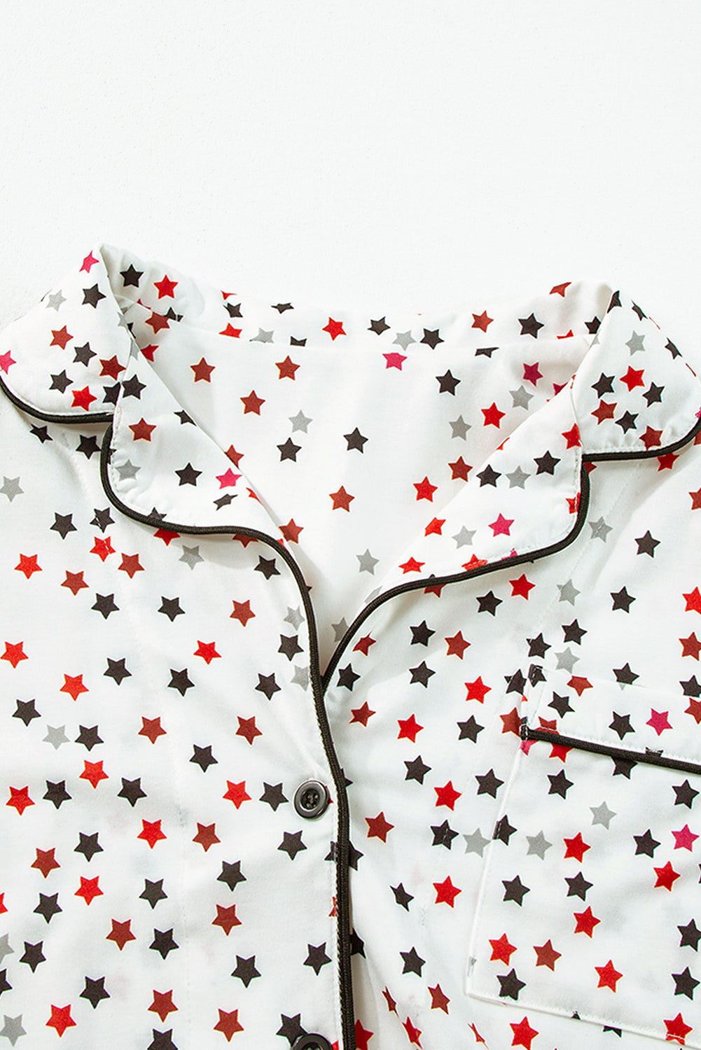 Contrast Pipping Star Long Sleeve and Pants Pajamas Set