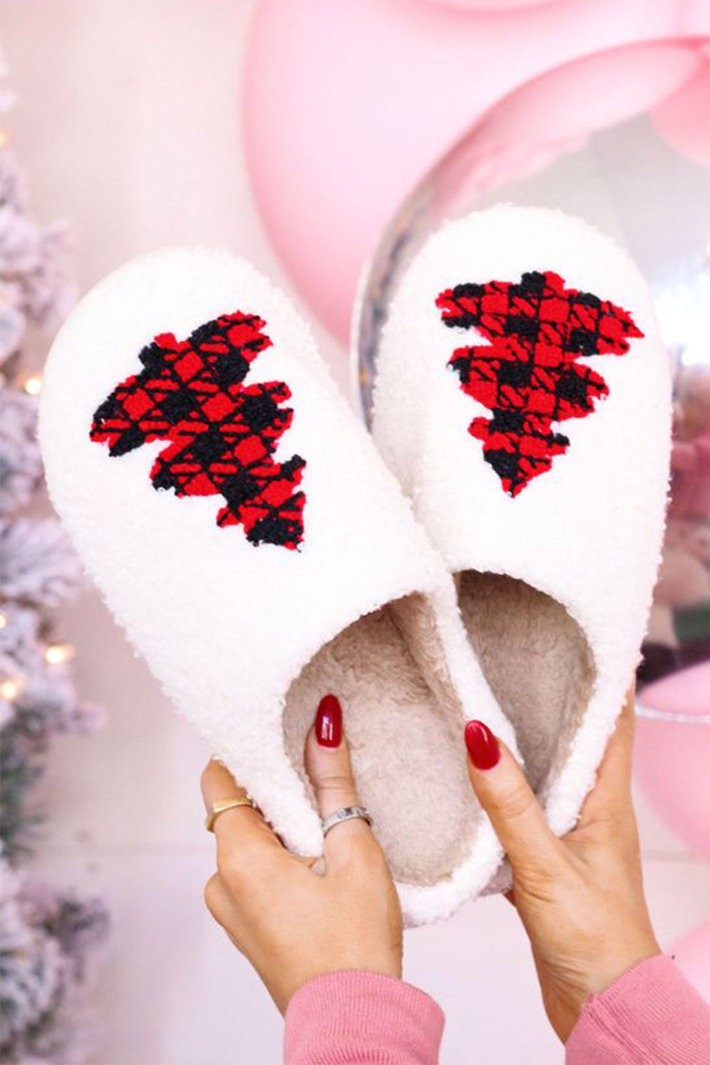 Racing Red Western Graphic Embroidered Sherpa Home Slippers