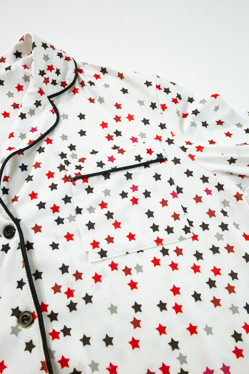 Contrast Pipping Star Long Sleeve and Pants Pajamas Set