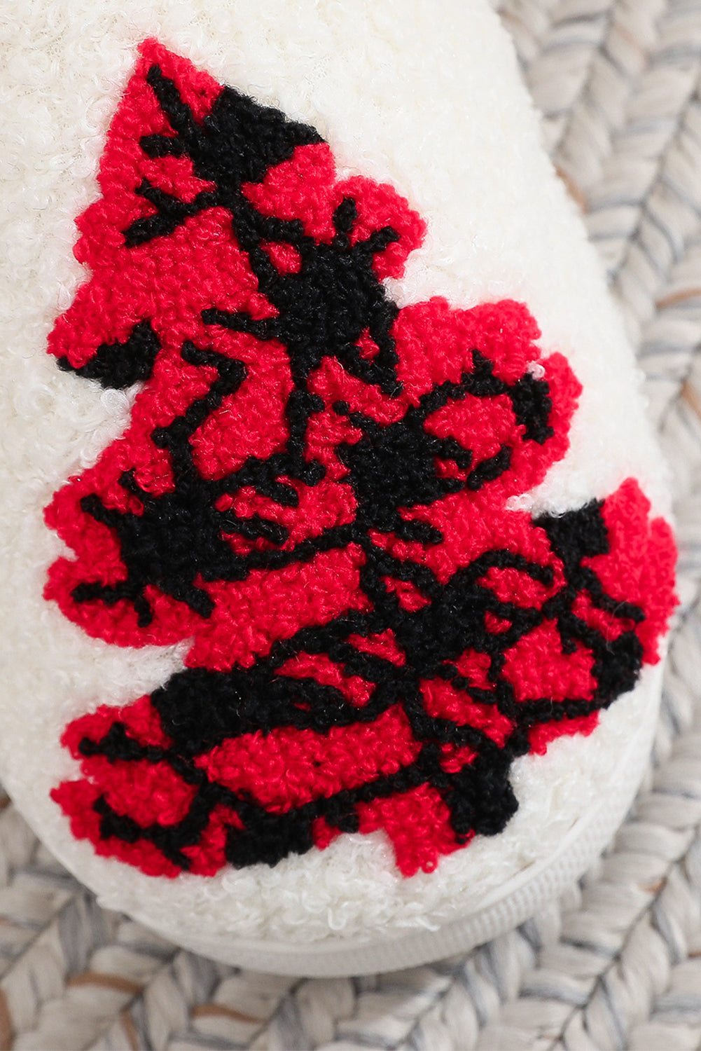 Racing Red Western Graphic Embroidered Sherpa Home Slippers
