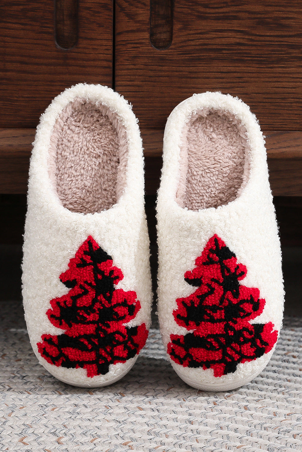 Racing Red Western Graphic Embroidered Sherpa Home Slippers