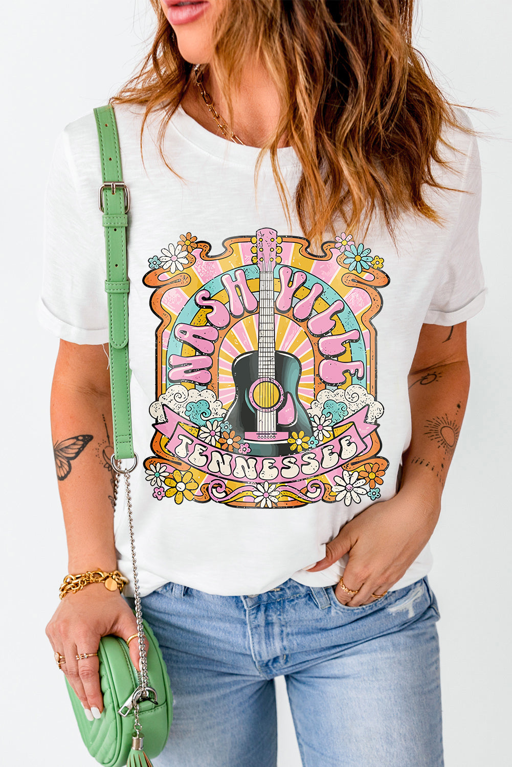 Music Festival Nashville Letter Print Graphic Tee