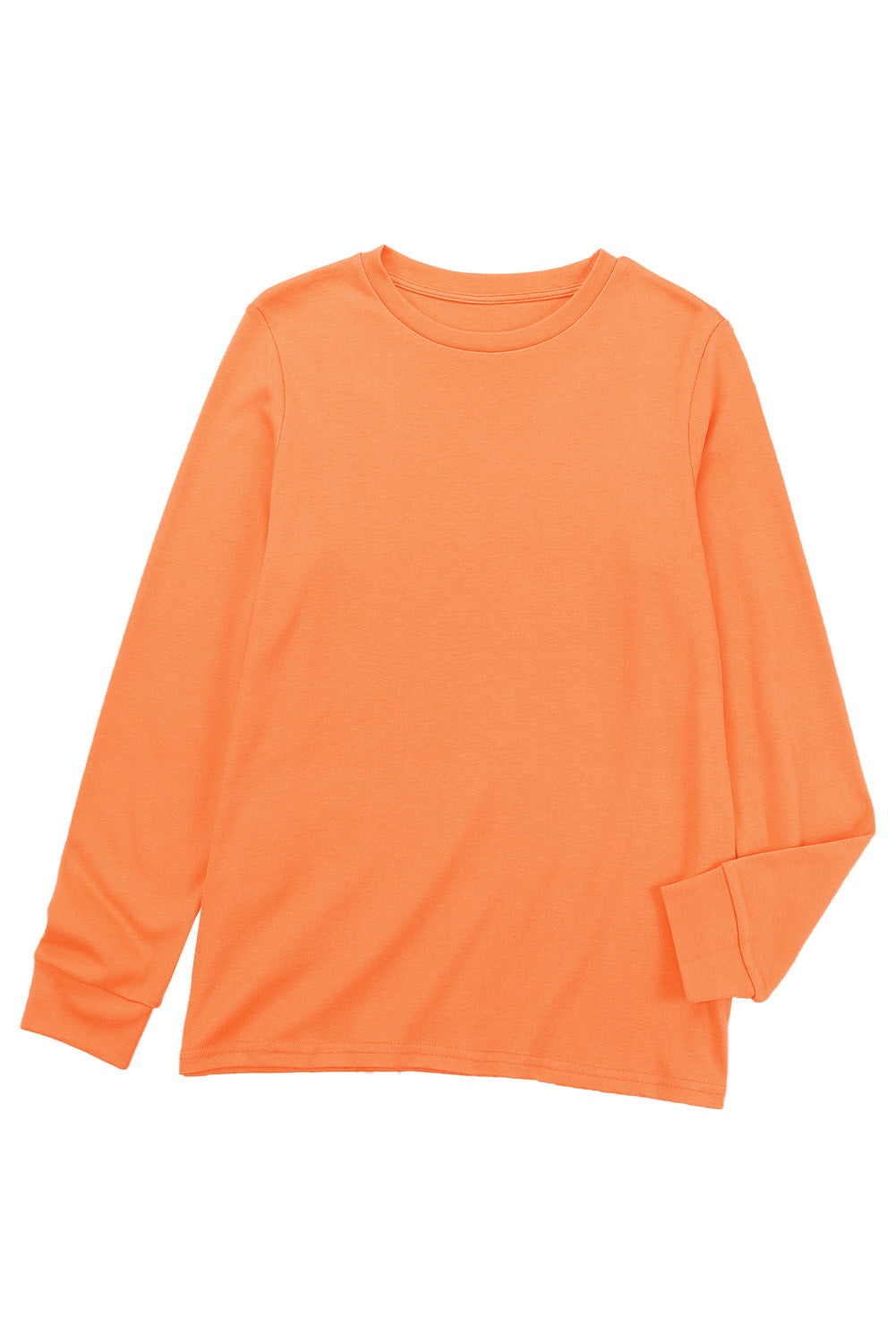Gray Plain Crew Neck Long Sleeve Top