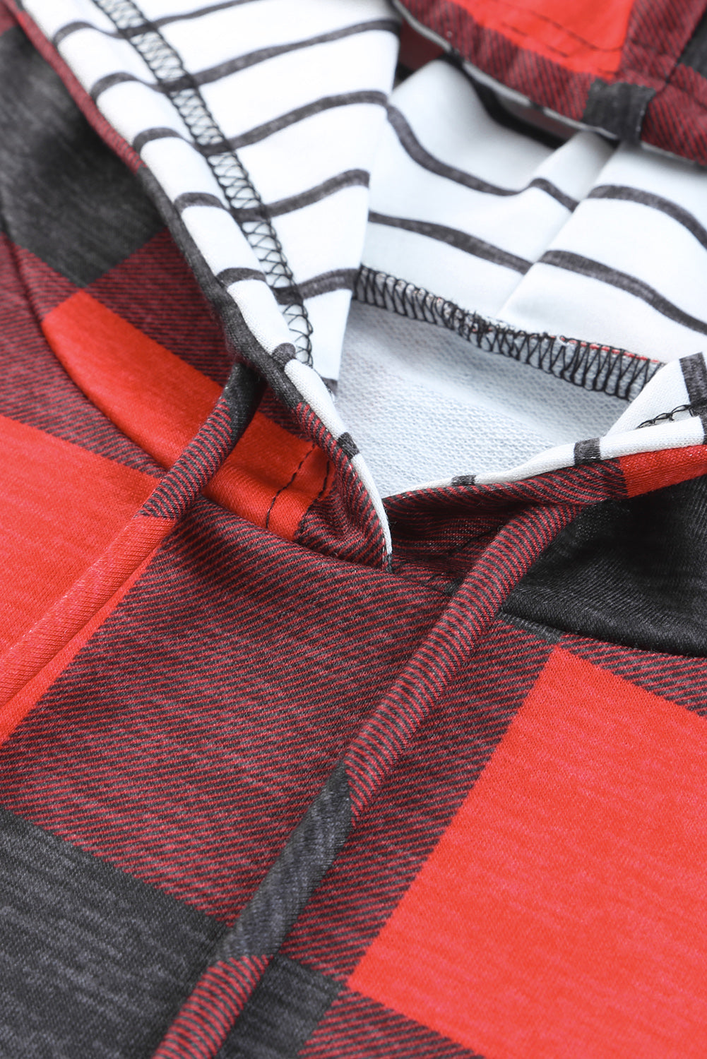 Fiery Red Plaid Patch Sleeve Leopard Christmas Tree Graphic Hoodie