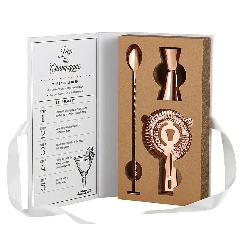 Cardboard Bookset - Rose Gold Barware 3 Pieces