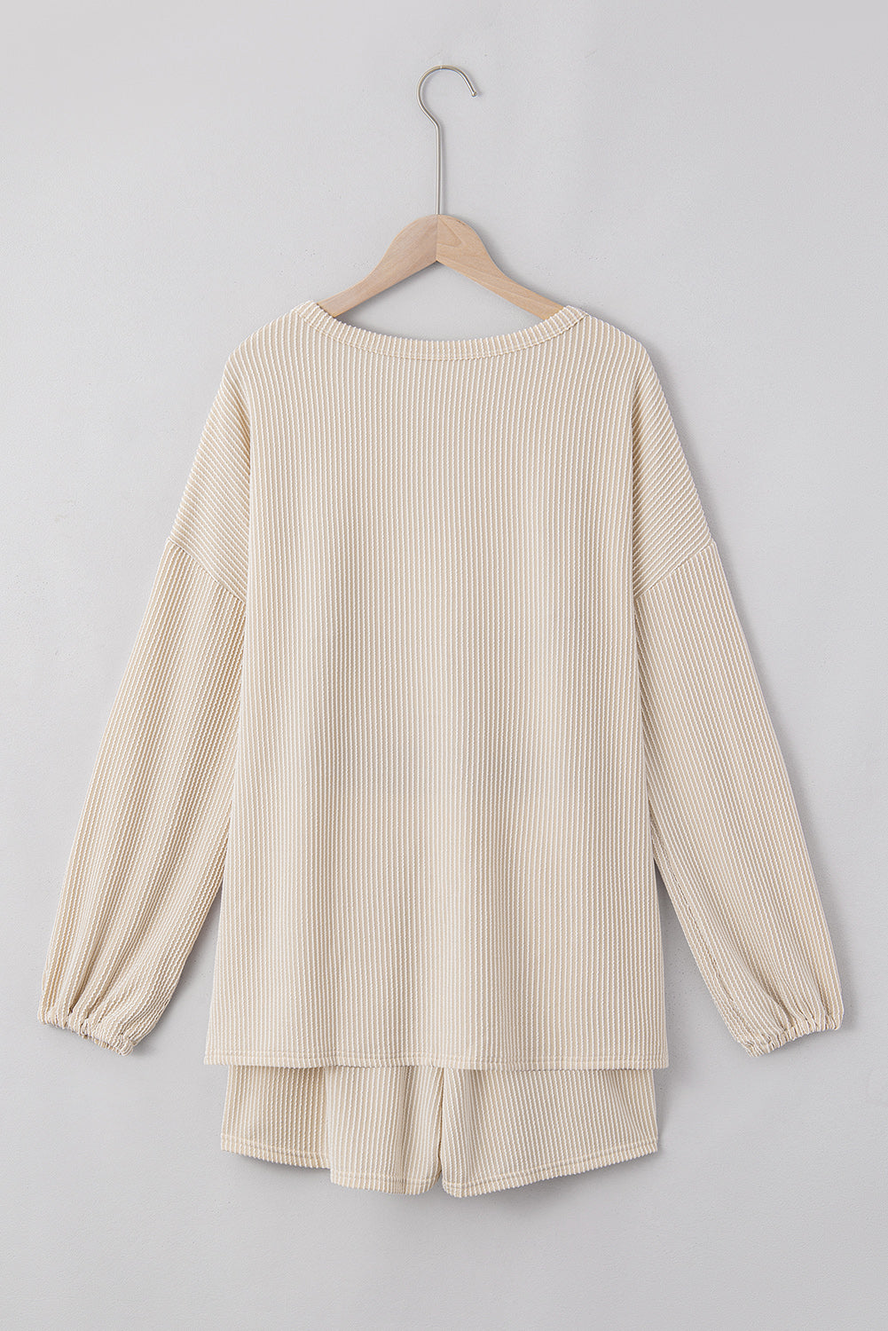 Corded V Neck Slouchy Top Pocketed Shorts Set