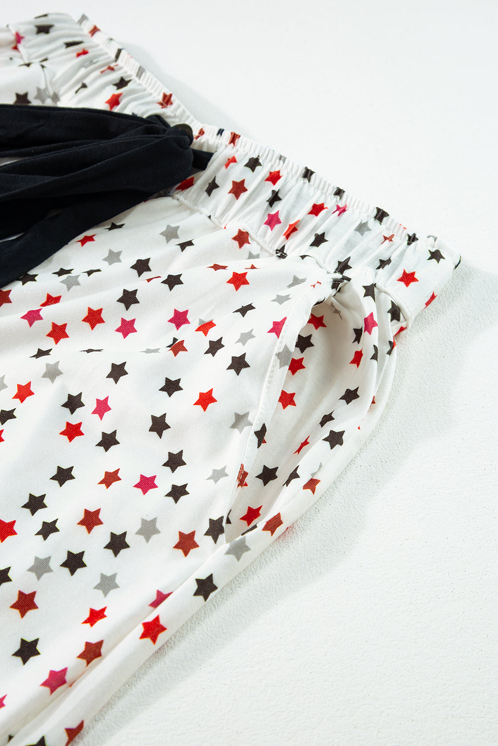 Contrast Pipping Star Long Sleeve and Pants Pajamas Set