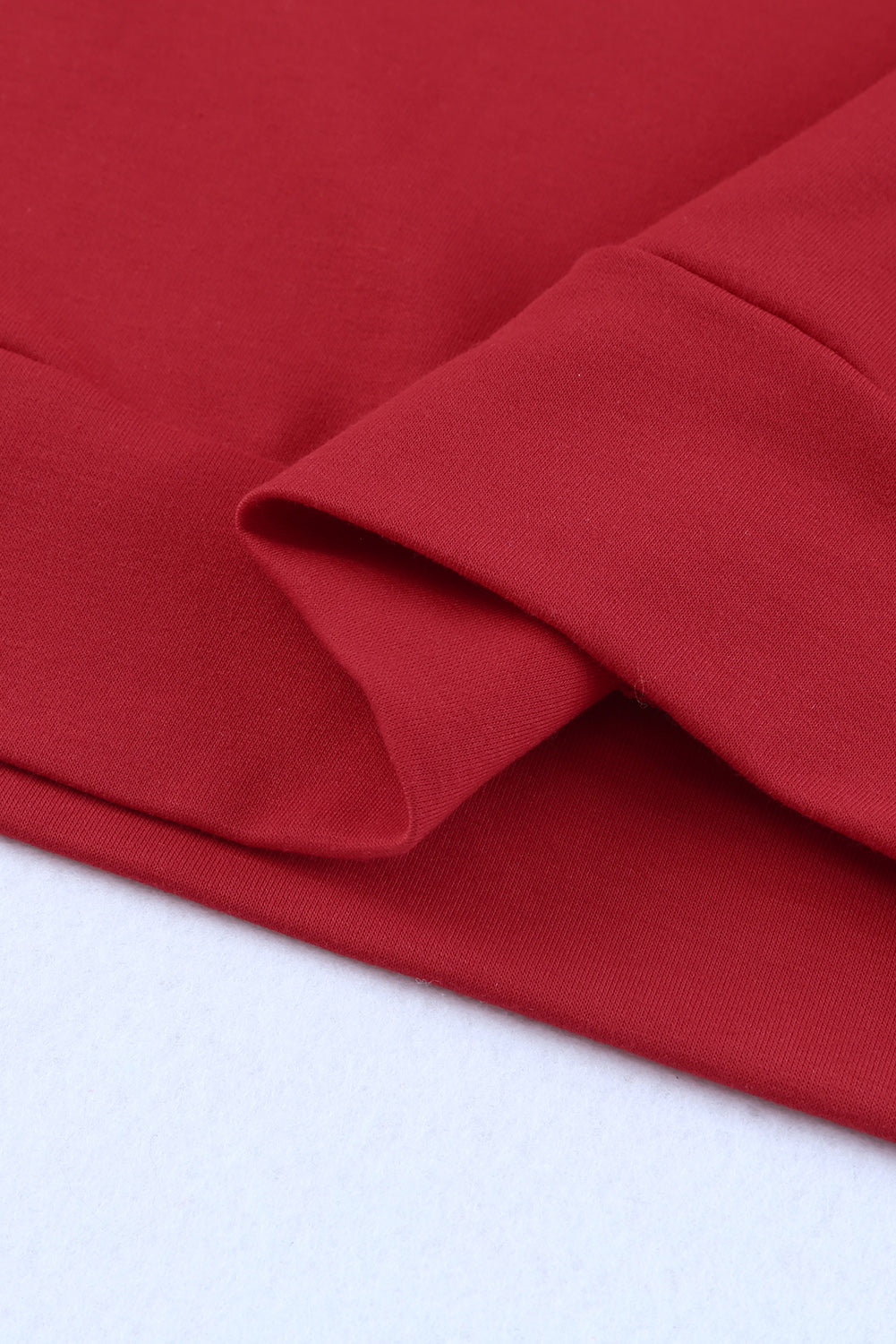 Fiery Red Solid Round Neck Raglan Sleeve Sweatshirt