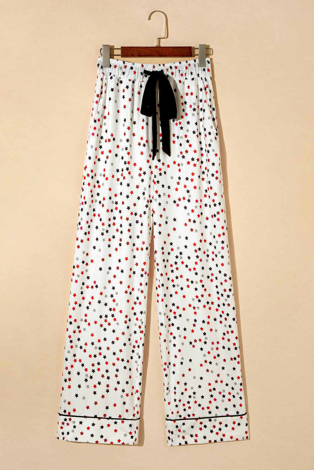 Contrast Pipping Star Long Sleeve and Pants Pajamas Set
