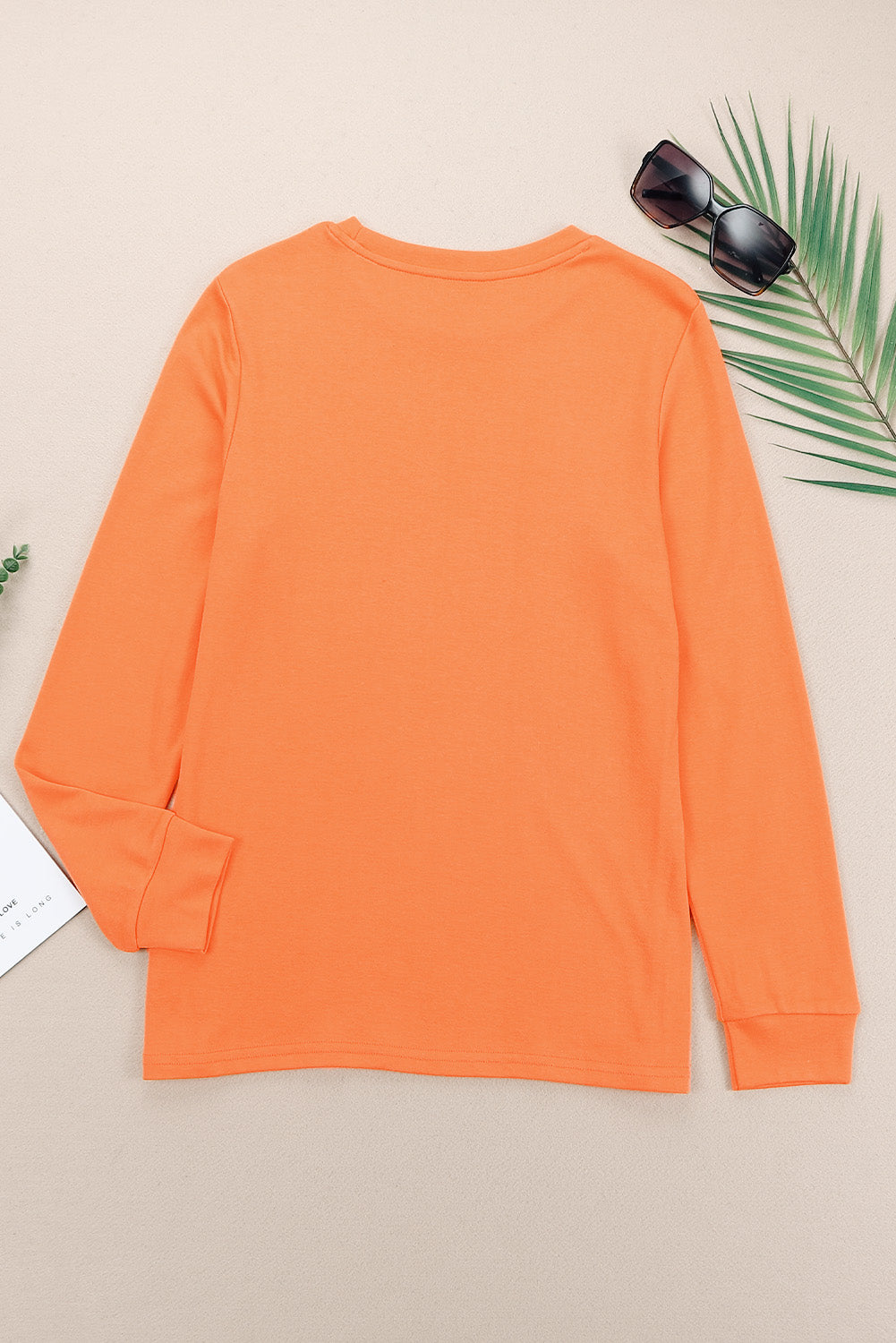 Gray Plain Crew Neck Long Sleeve Top