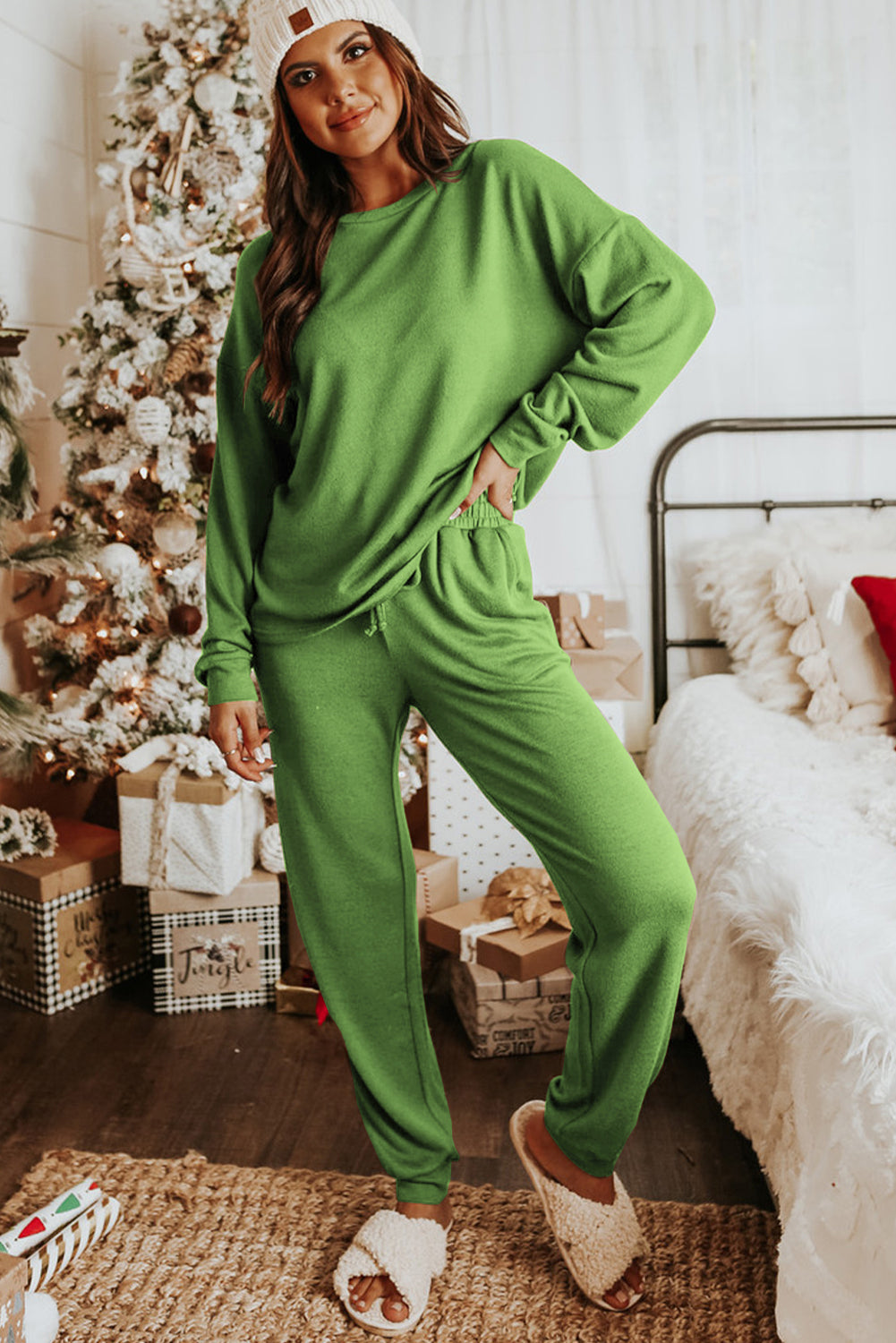 Gray Multi Christmas Tree Graphic 2pcs Lounge Set