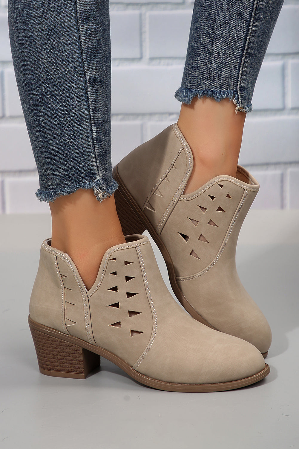 Open cut ankle boots best sale