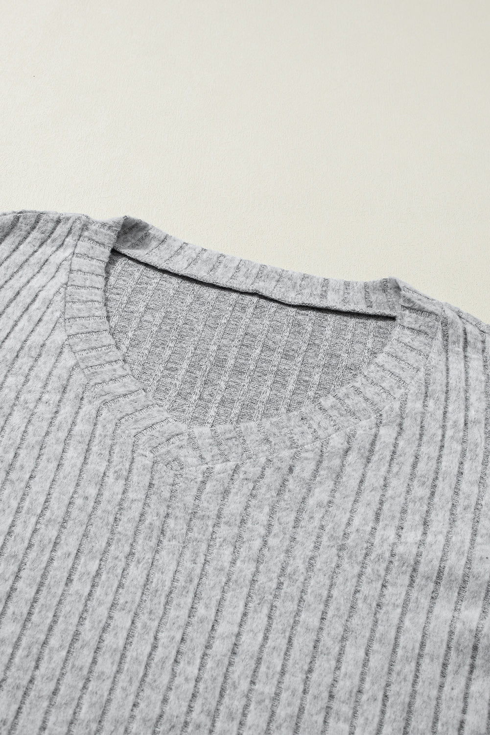 Ribbed Knit V Neck Slouchy Two-piece Outfit