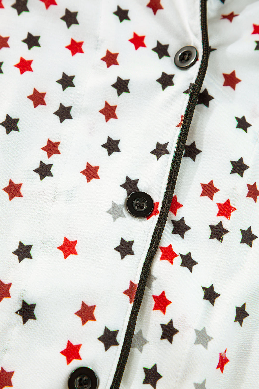 Contrast Pipping Star Long Sleeve and Pants Pajamas Set