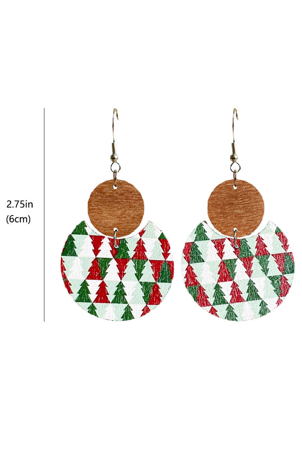 Fiery Red Shade Of Leopard Plaid Christmas Tree Earrings
