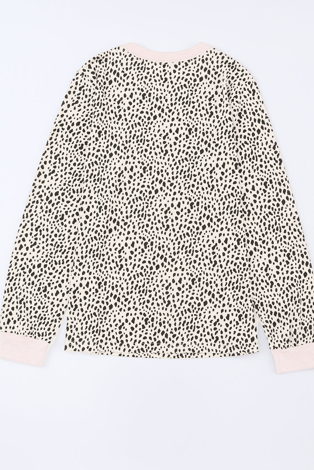 Apricot Animal Spotted Print Round Neck Long Sleeve Top