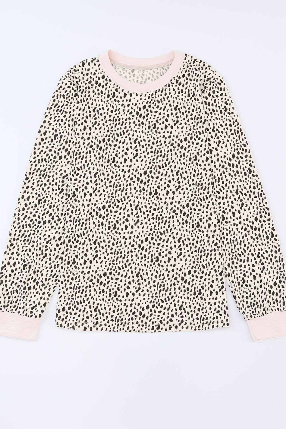 Apricot Animal Spotted Print Round Neck Long Sleeve Top