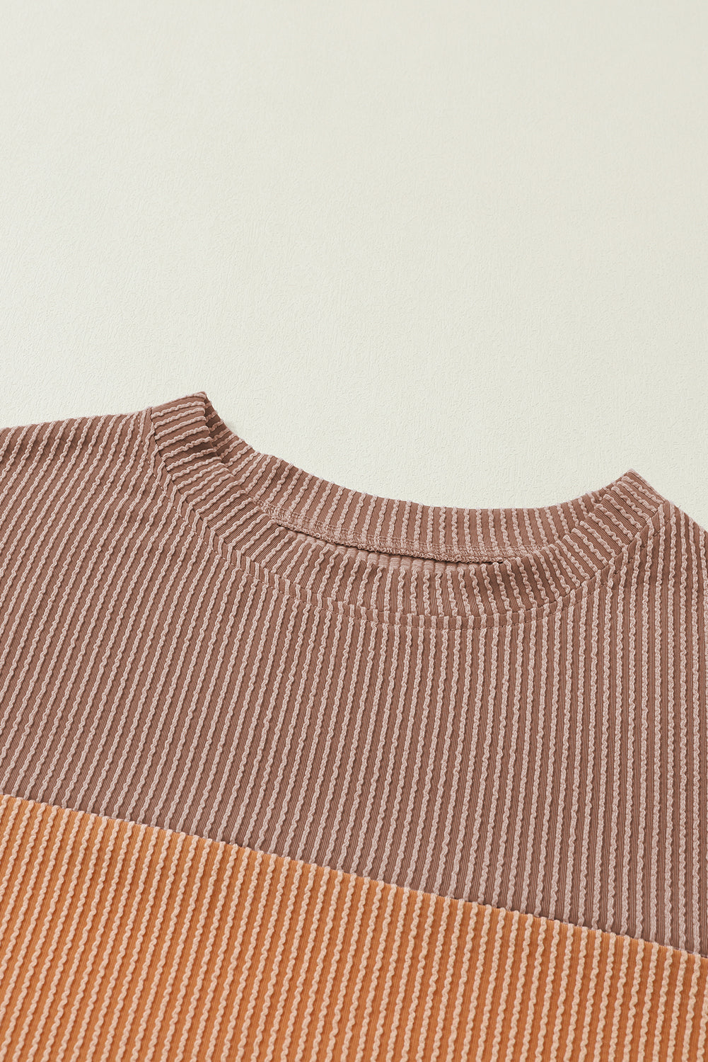 Black Color Block Long Sleeve Ribbed Loose Top