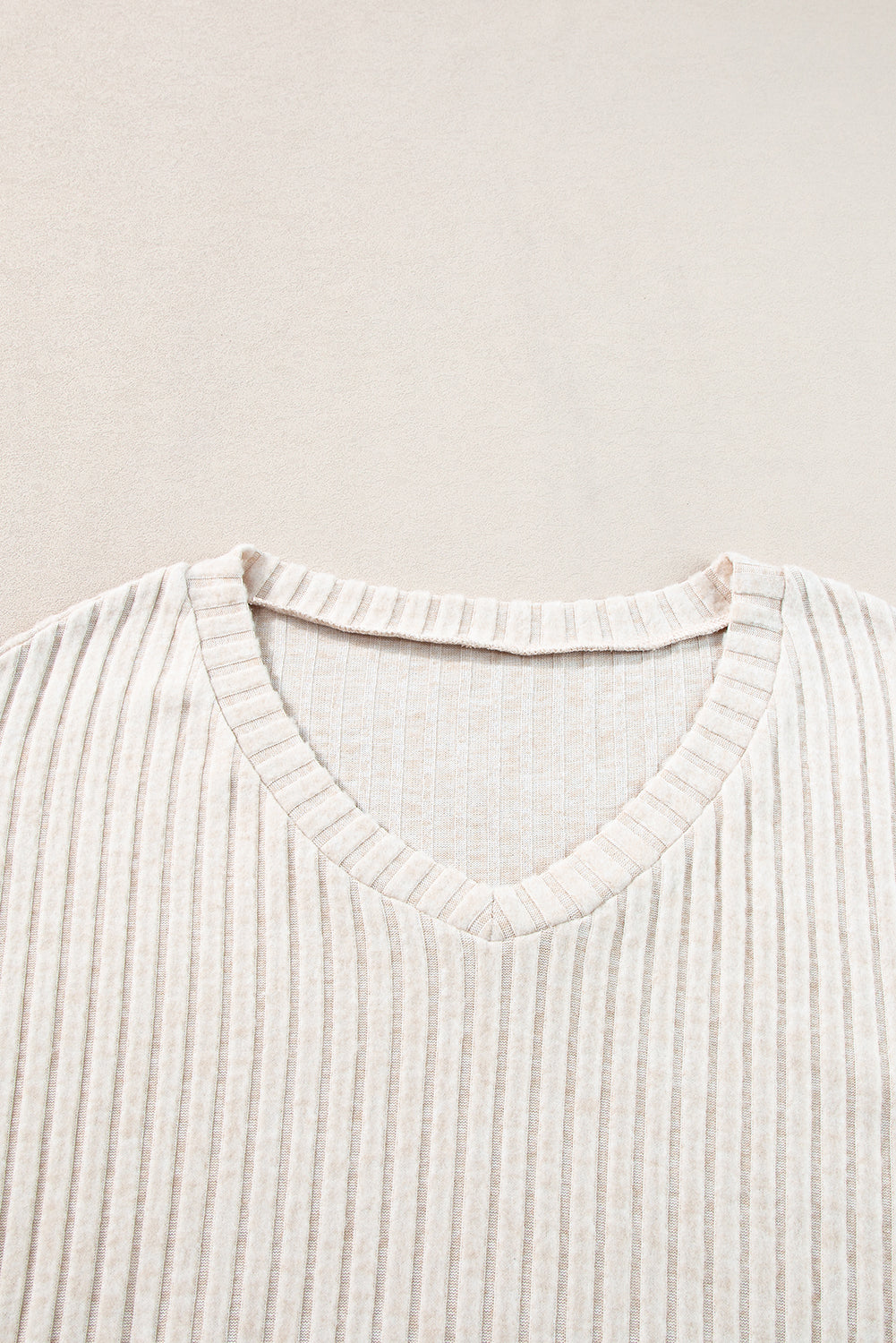 Ribbed Knit V Neck Slouchy Two-piece Outfit