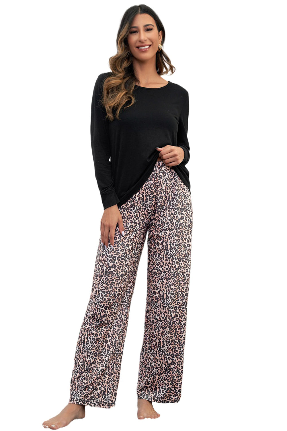 Leopard Print Two Piece Lounge Set