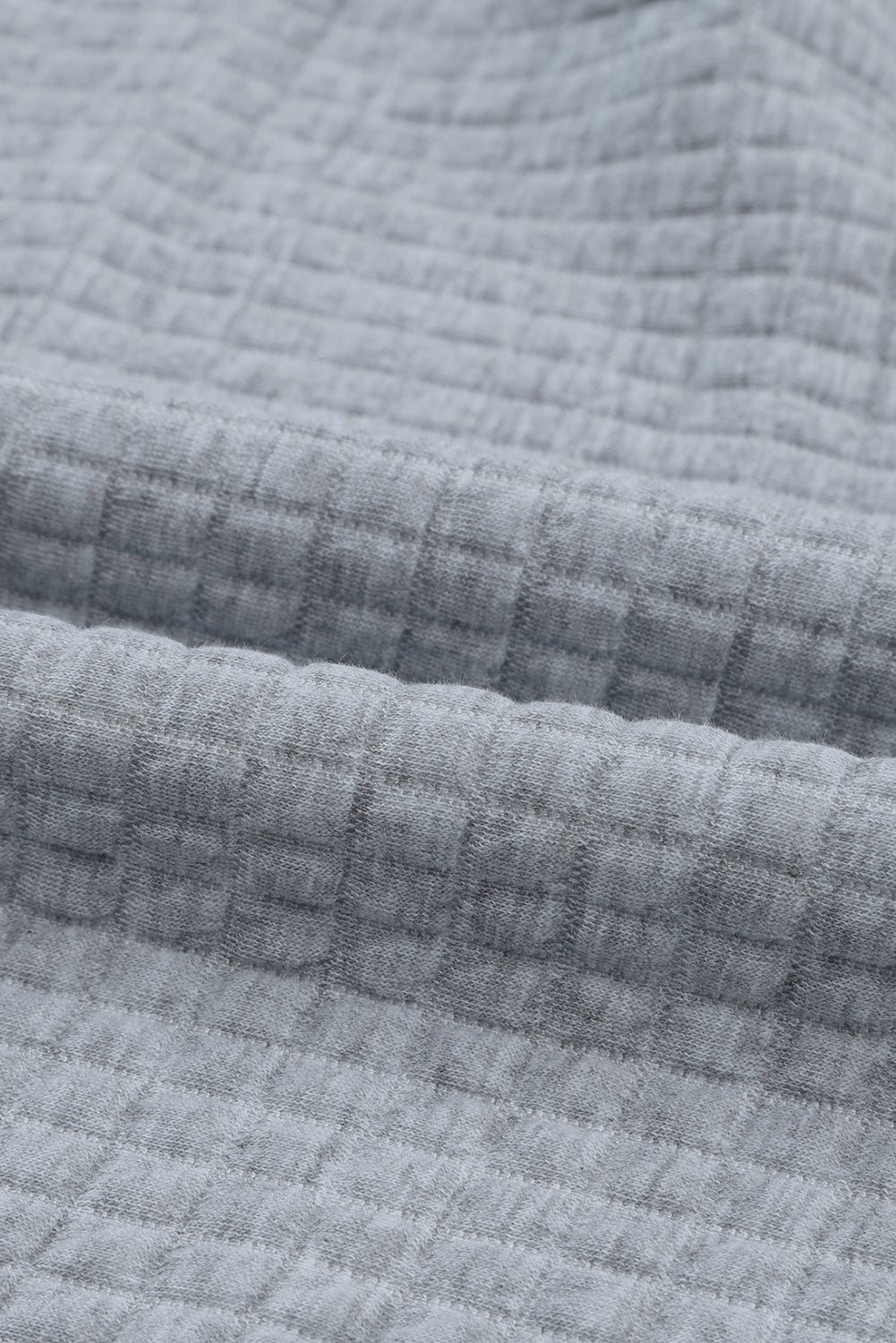 Gray Quilted Kangaroo Pocket Drawstring Hoodie