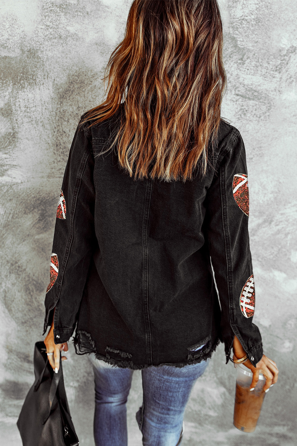 Beige Bubble Gum Texture Sequined Football Shacket