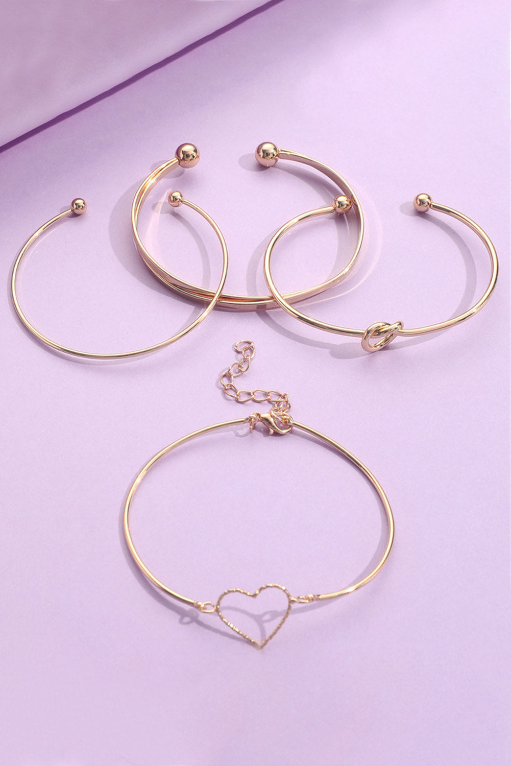 Gold Love Geometric Cross Bracelet 4-piece Set