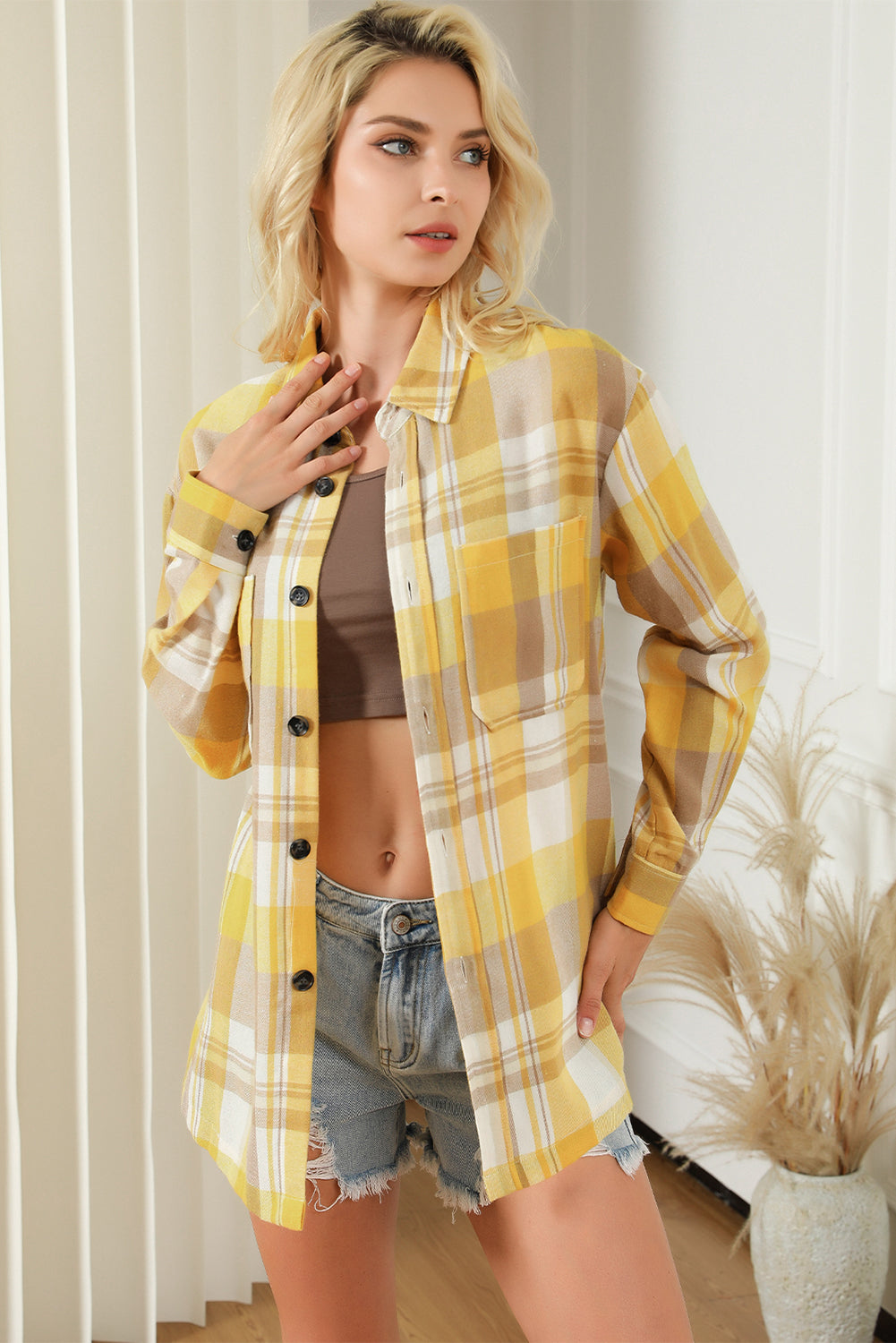 Plaid Button Up Patch Pocket Shirt