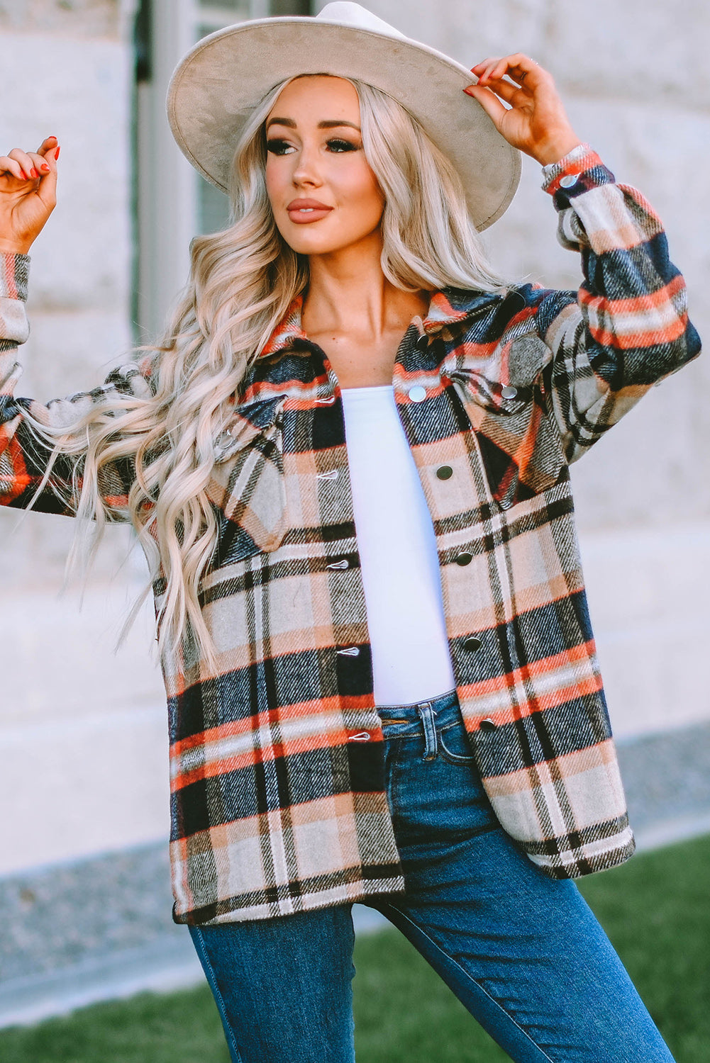 Plaid Button Up Long Sleeve Flannel Shacket