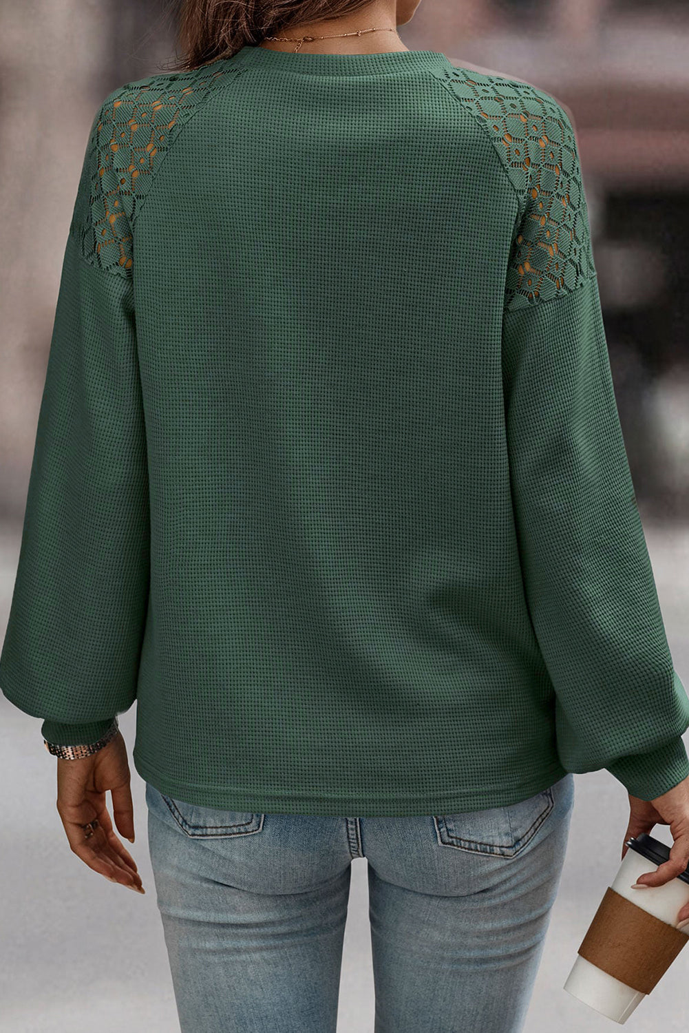 Lace Long Sleeve Textured Pullover