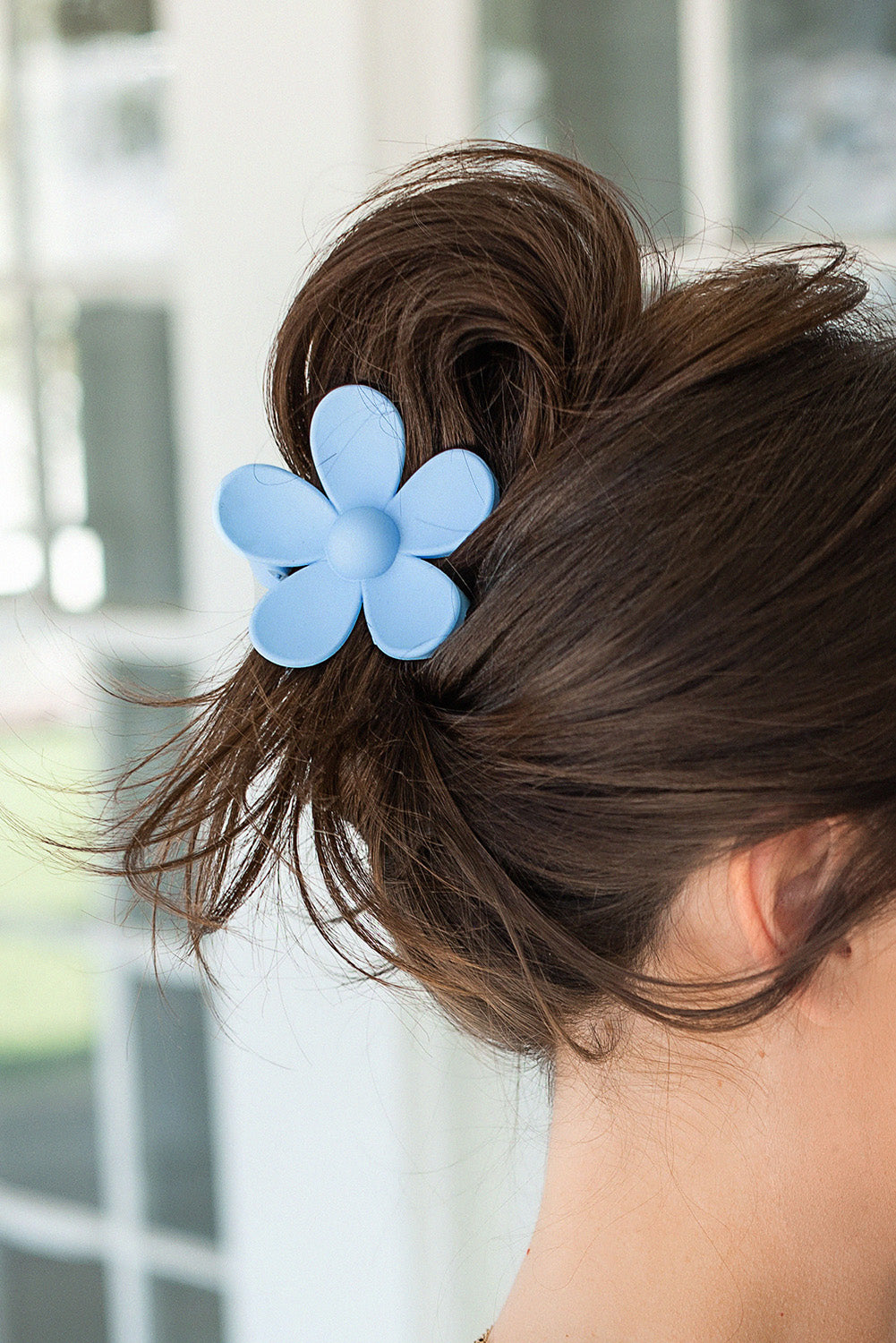 Sky Blue Flower Hair Claw Clip