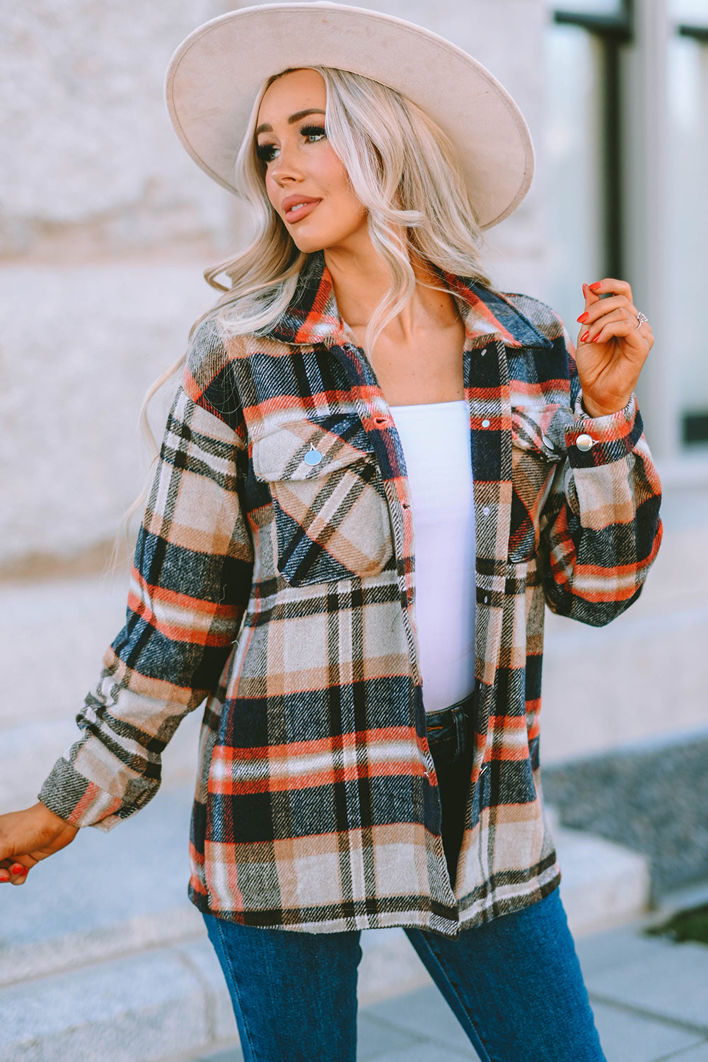 Plaid Button Up Long Sleeve Flannel Shacket