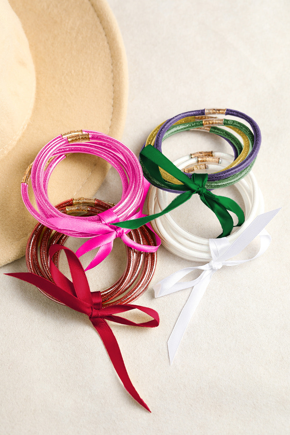 Pink Glitter Bowknot Layered Jelly Bracelet