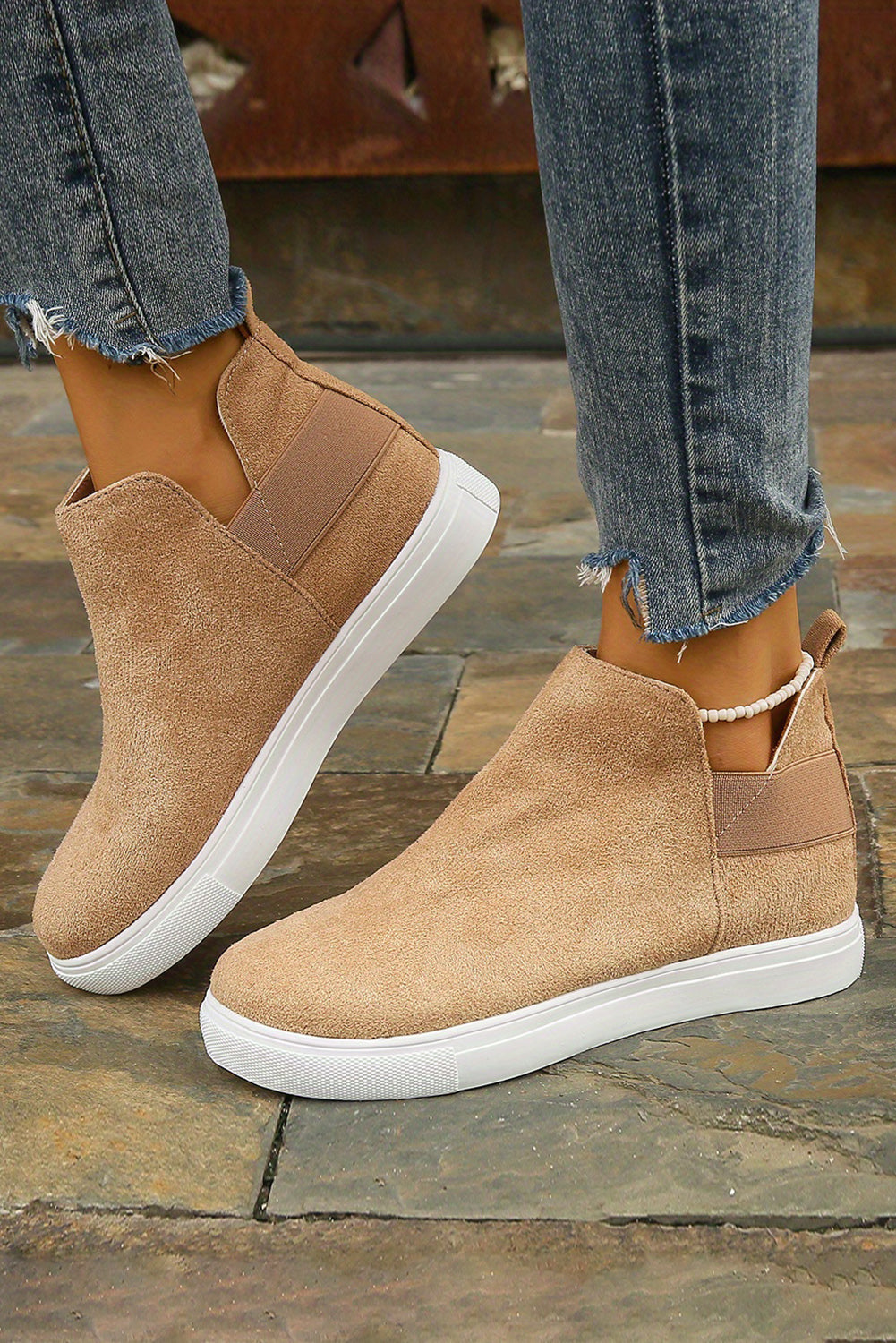Camel  High Top Slip-on Casual Sneakers
