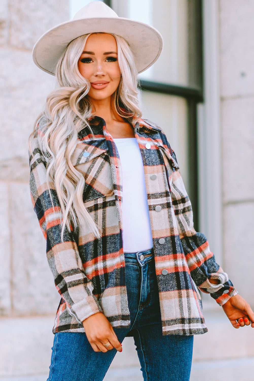 Plaid Button Up Long Sleeve Flannel Shacket