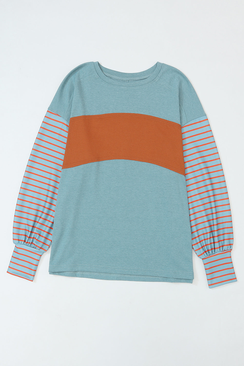 Colorblock Striped Bishop Sleeve Top