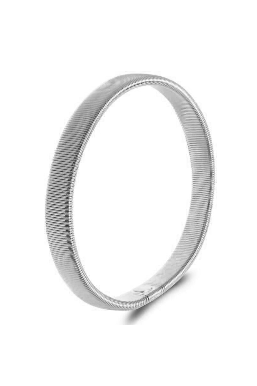 White Stretchy Metal Wide Bangle