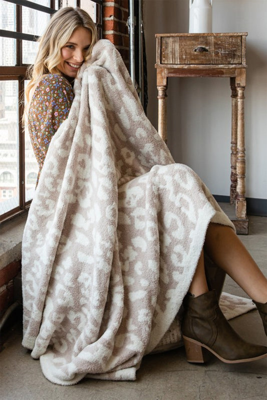 Printed Leopard Grain Fleece Large Blanket