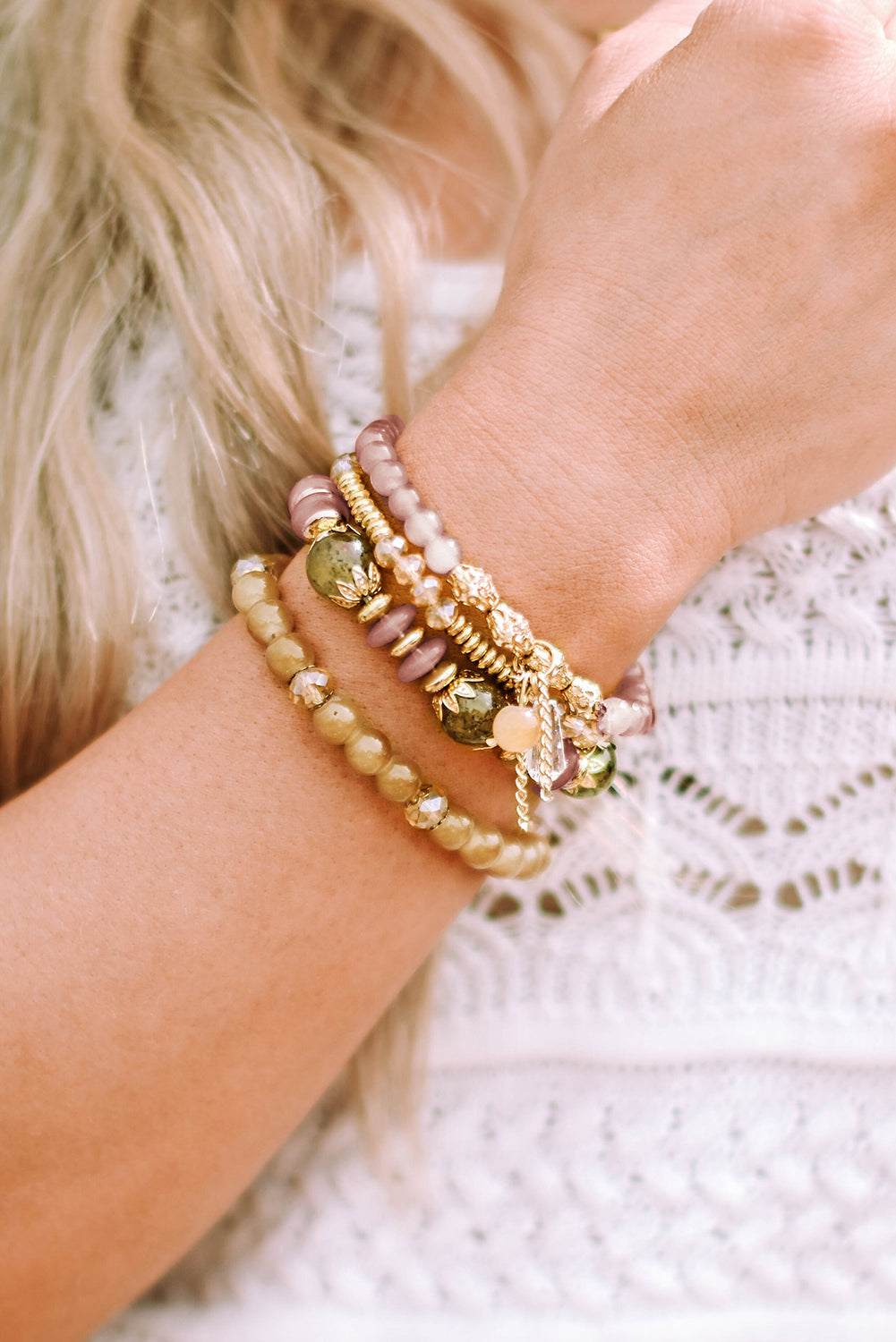 Brown Bohemian Crystal Pendant Tassel Bracelet