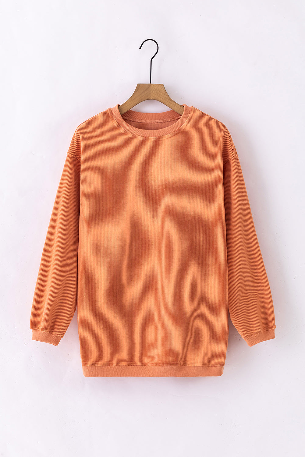 Orange HELLO PUMPKIN Letter Graphic Corded Sweatshirt