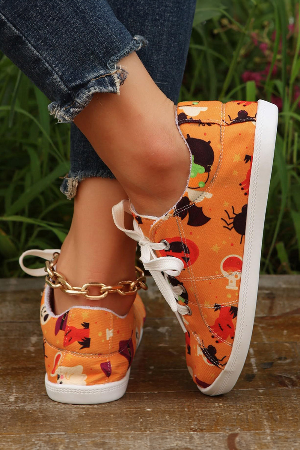 Halloween Pumpkin Spider Ghost Print Sneakers