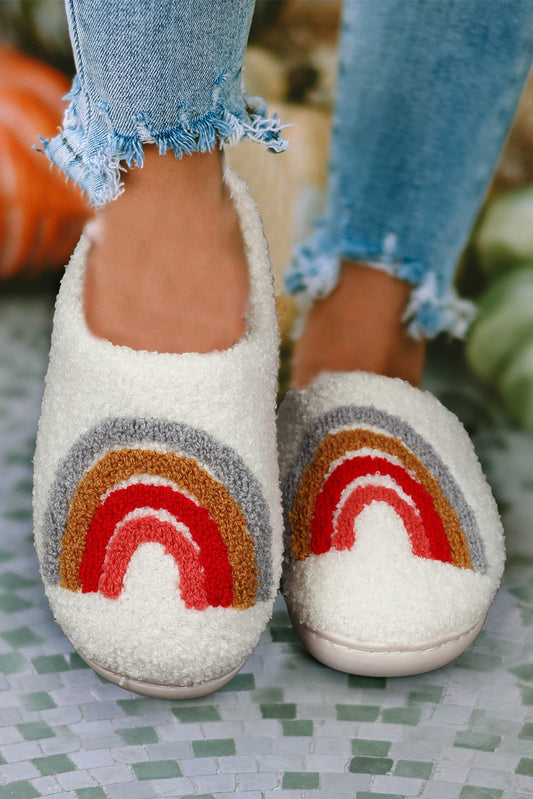 Graphic Embroidered Sherpa Home Slippers