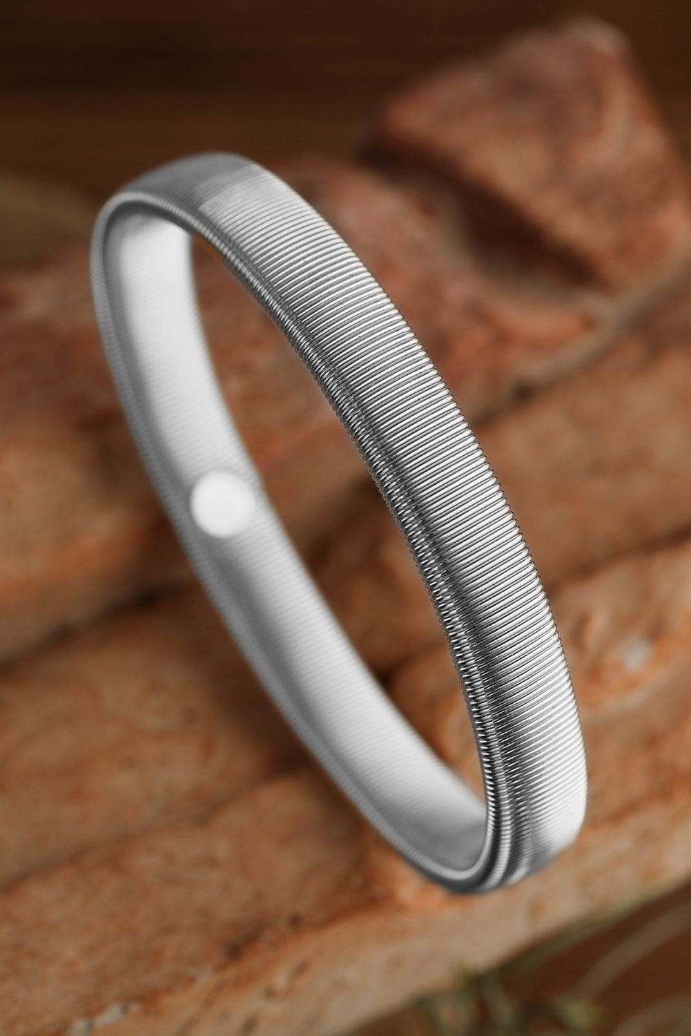 White Stretchy Metal Wide Bangle