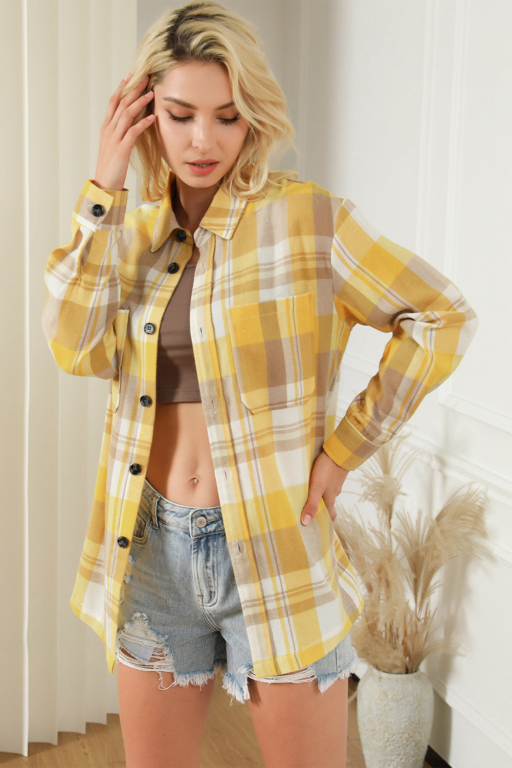 Plaid Button Up Patch Pocket Shirt