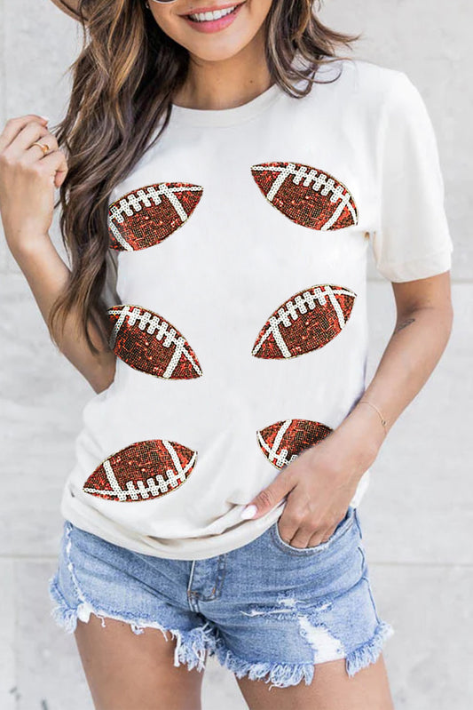 Sequined Rugby Graphic T Shirt