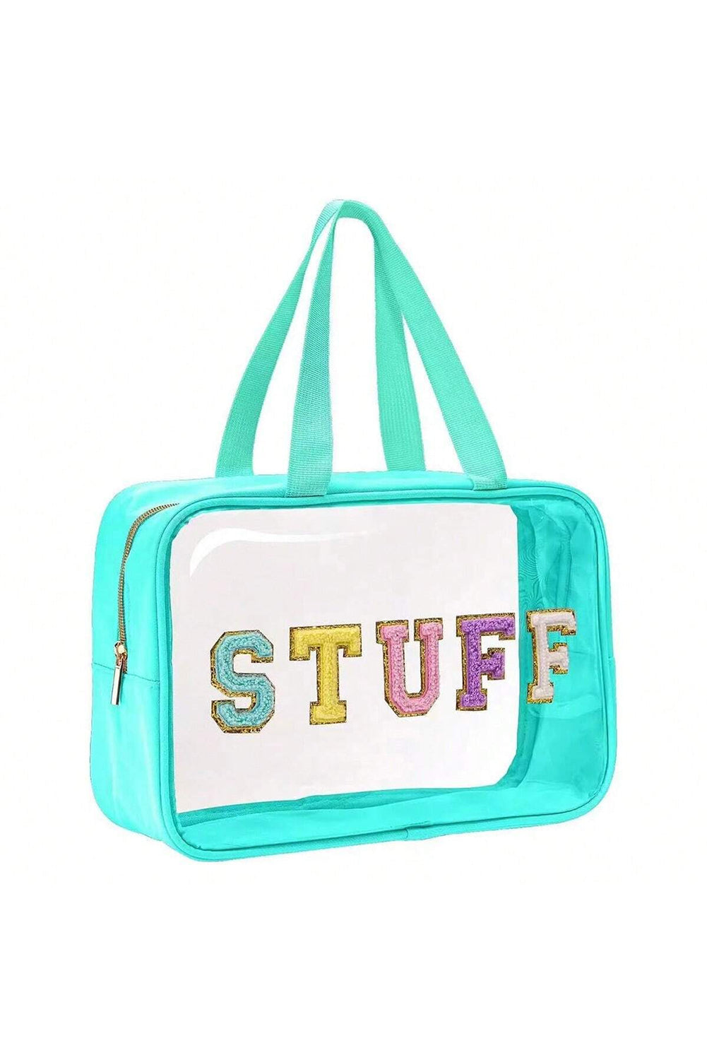 Light Blue STUFF Patch Clear Makeup Bag