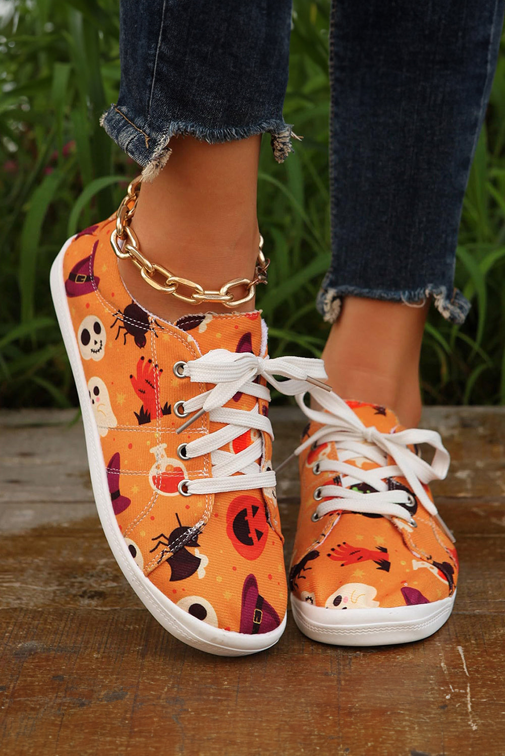 Halloween Pumpkin Spider Ghost Print Sneakers