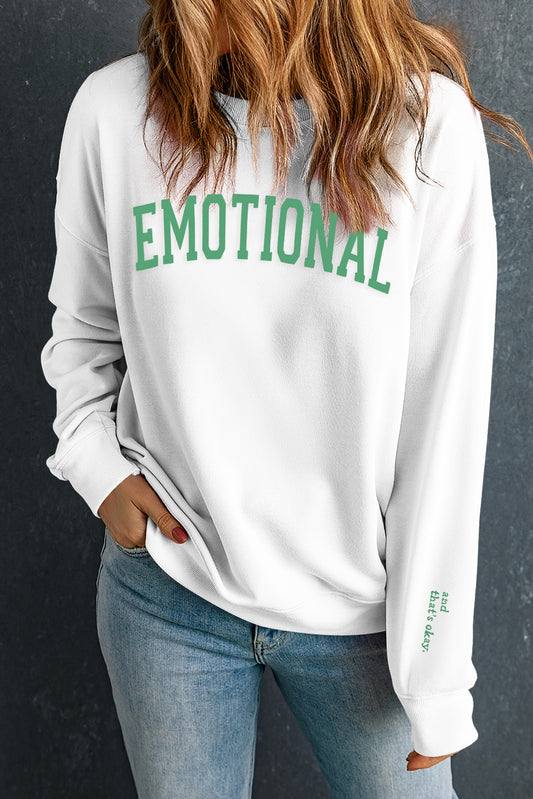 EMOTIONAL (And That's Okay) Beige Graphic Sweatshirt