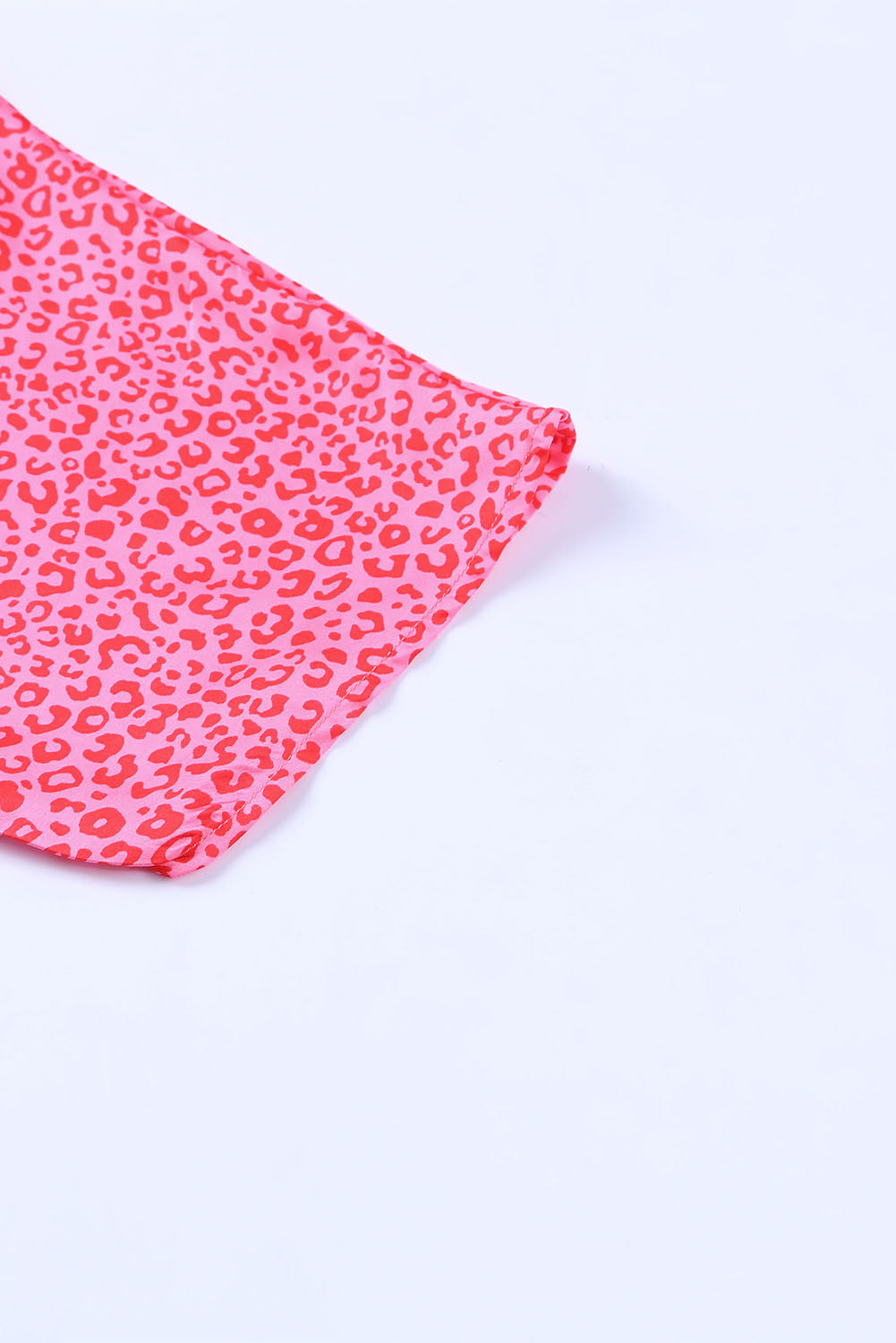 Rose Leopard Print Oversized Half Sleeve V Neck Top