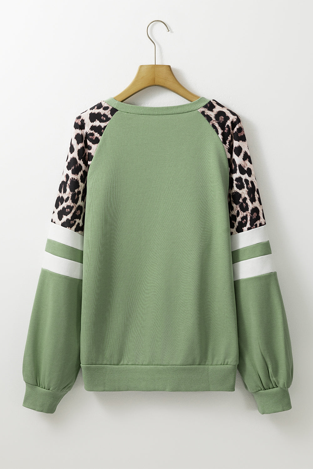 Leopard Print Patchwork Raglan Sleeve Sweatshirt